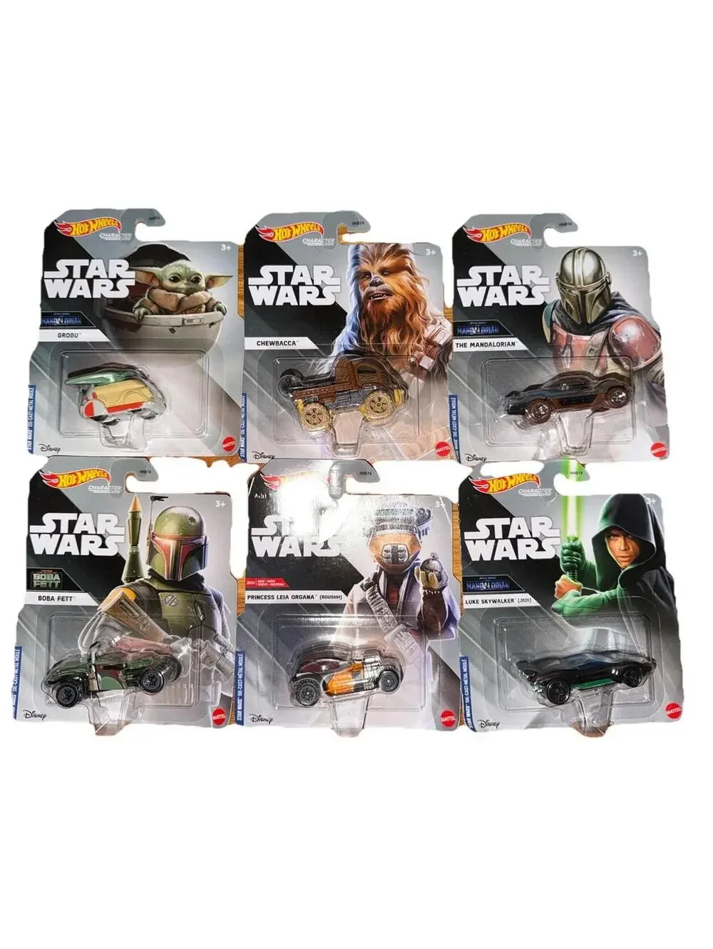 Hot Wheels Character Cars-Star Wars Complete Set of 6 Brand New Grogu Leía Luke